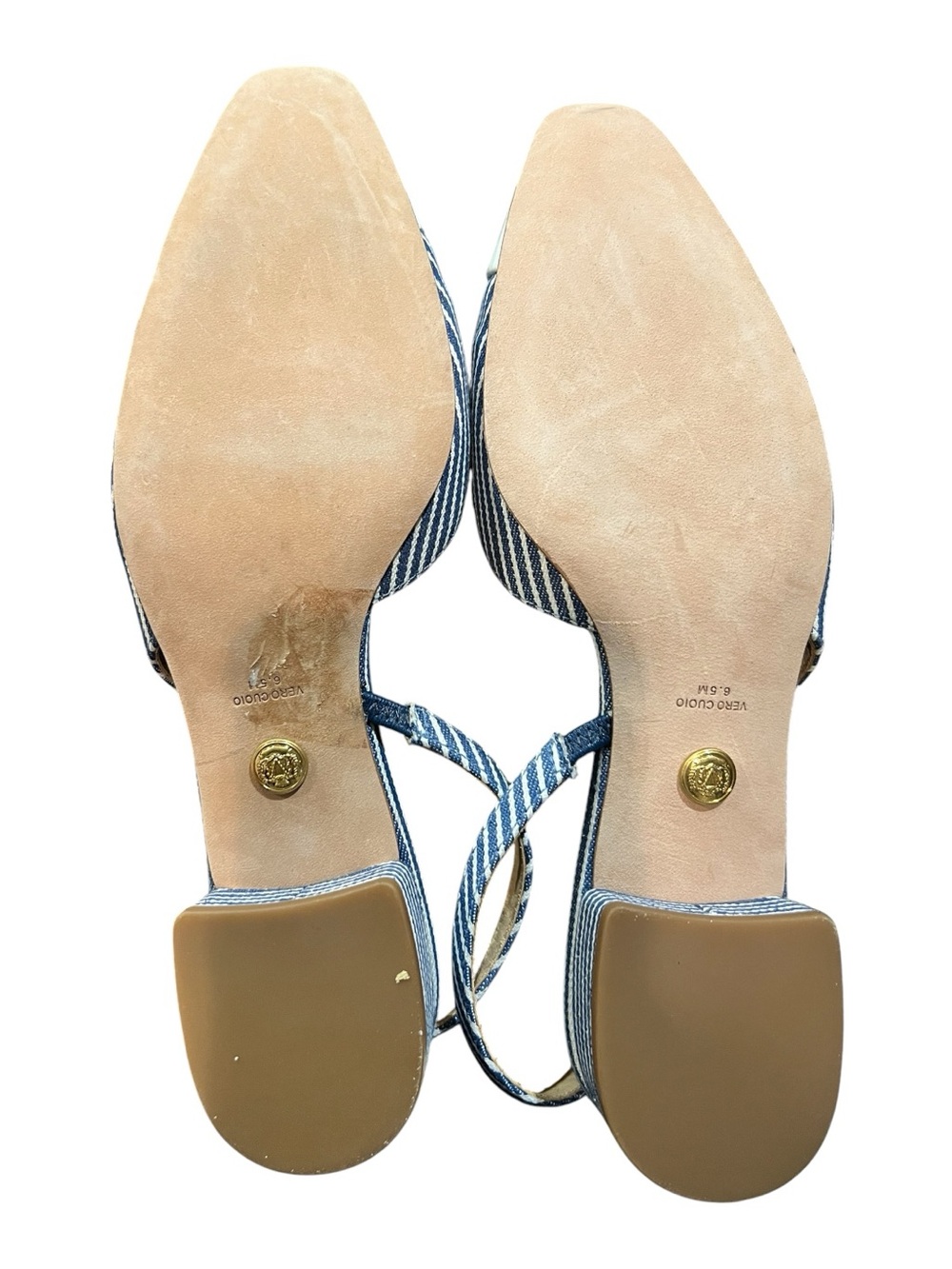 Veronica Beard Cecile Stripe Slingback Ballerina Pumps Blue White NWOT 6.5 - Picture 4 of 8